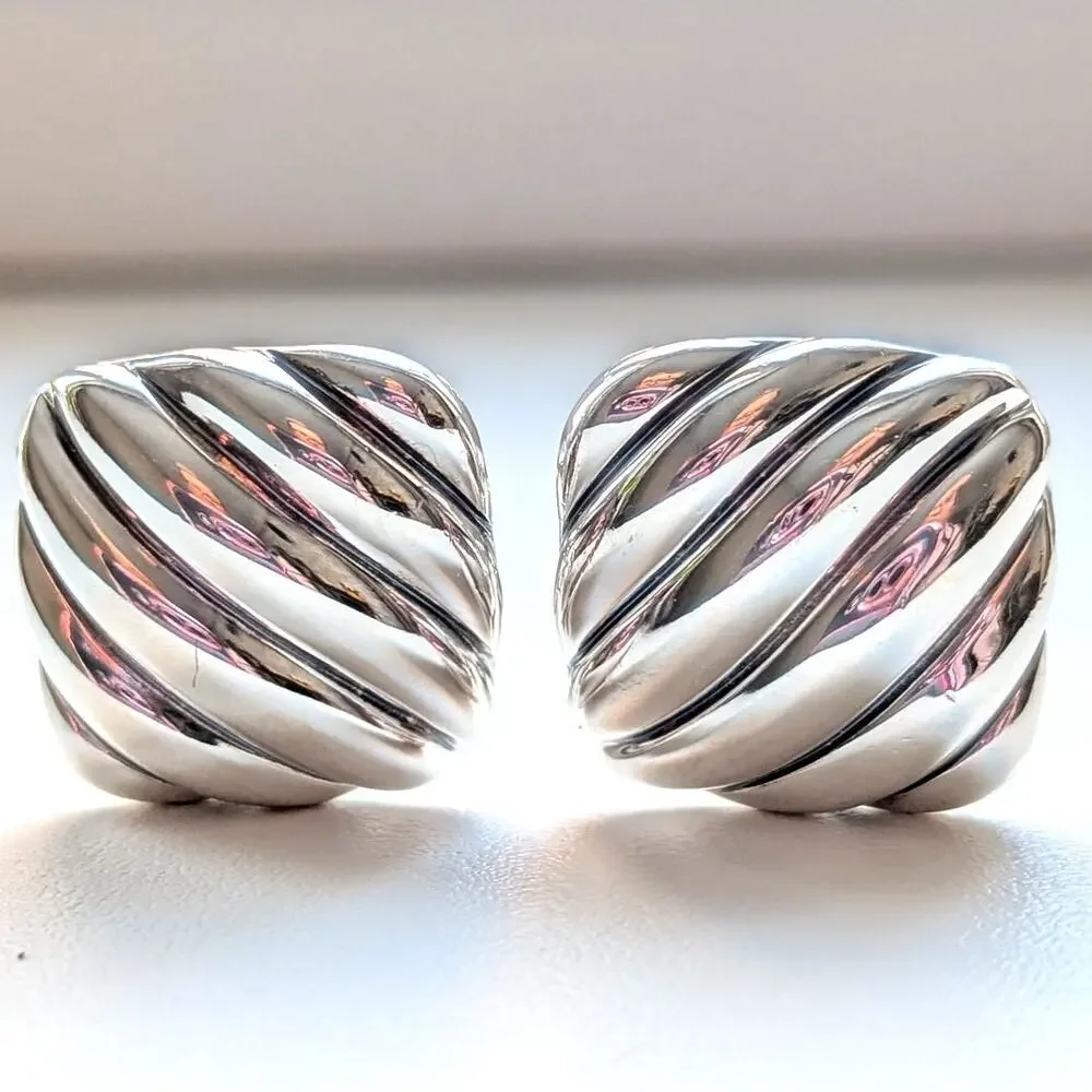 David Yurman Square Cable 925 Sterling Silver Cufflinks